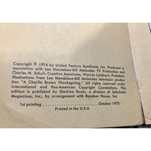 Vintage 1975 A Charlie Brown Thanksgiving Book By Charles M. Schulz - Picture 7 of 13